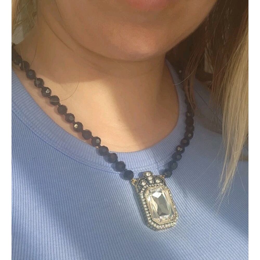 Heidi Daus Necklace Swarovski Crystal Black White New Statement Royal - Picture 9 of 9